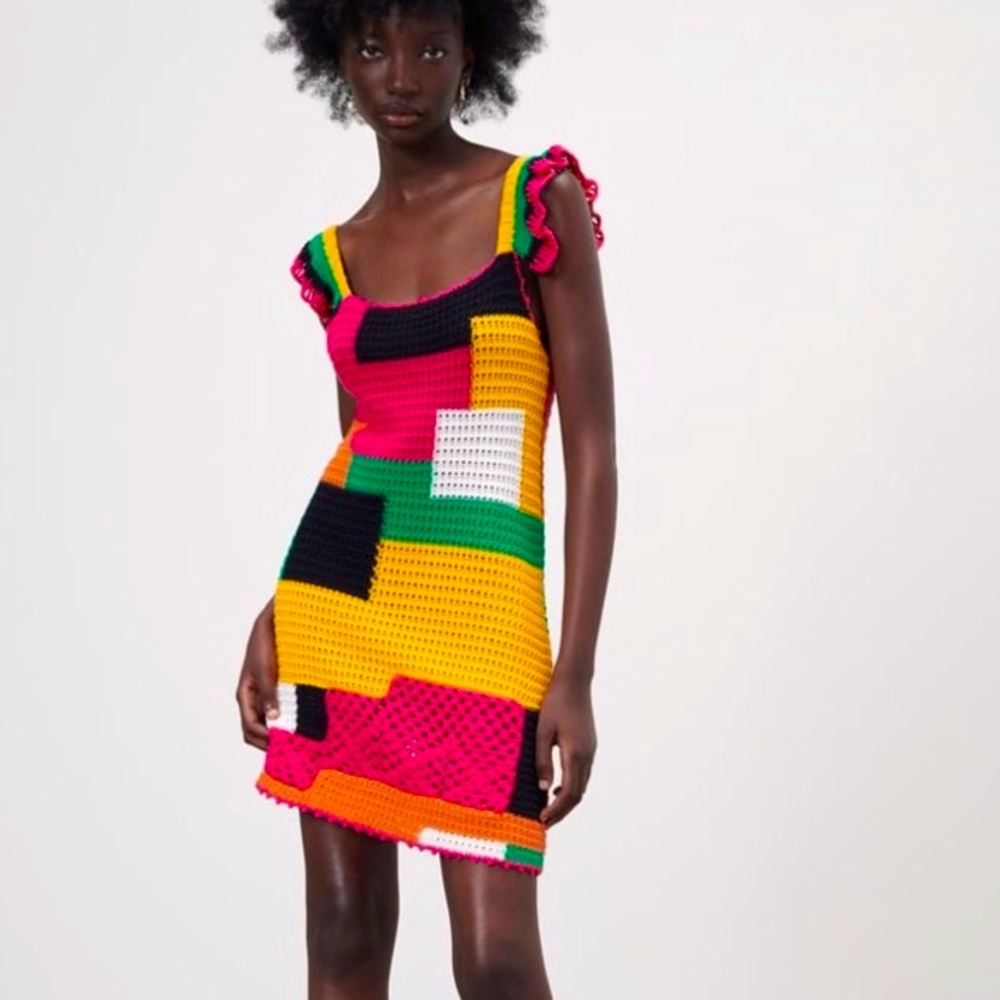 Zara crochet patchwork dress limited edition